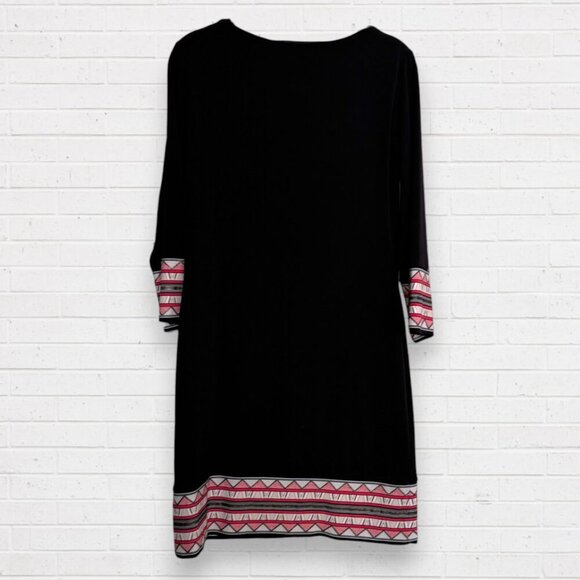 WHBM White House Black Market Pink Aztec Embroidered V-Neck Knit Shift Dress XS - Picture 4 of 6